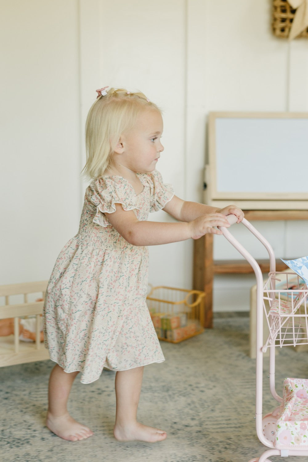 Toy Shopping Cart - Bubblegum Gingham