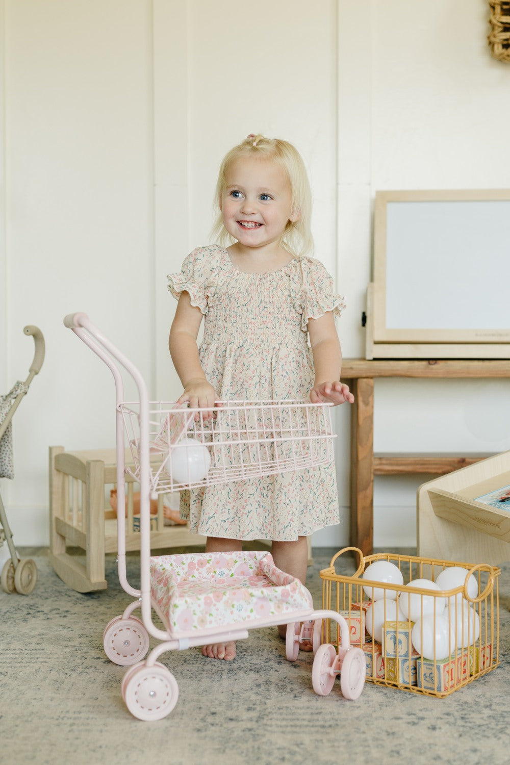 Toy Shopping Cart - Garden Blush
