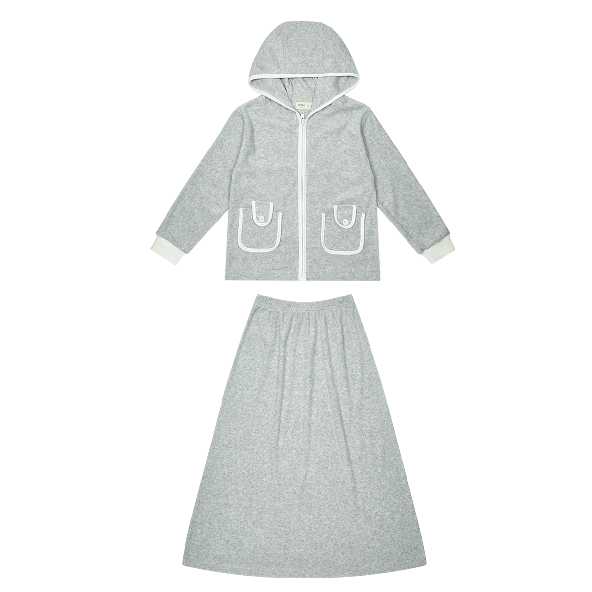 Piped Terry Maxi Set - Grey