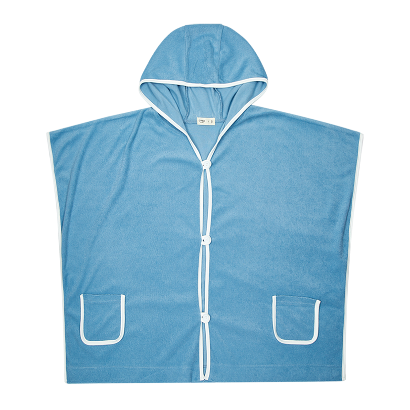 Pier 13 Piped Terry Poncho - Blue