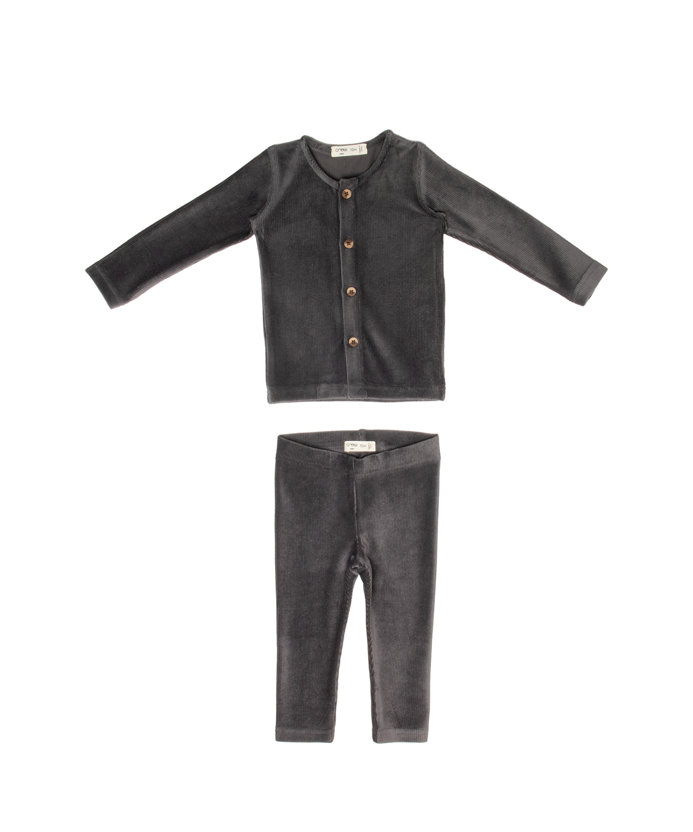 Gia Velour Rib Set - Charcoal