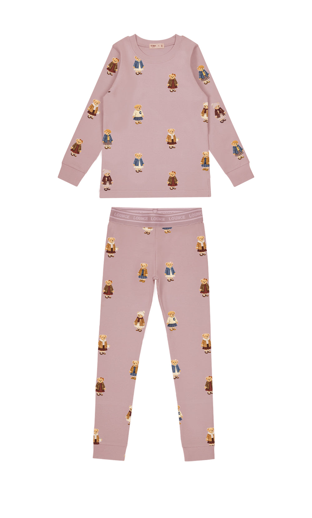 Teddy Pattern Lounge Crewneck Set - Dusk