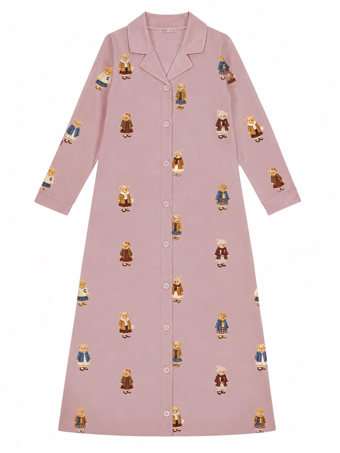 Teddy Pattern Lounge Grandpa Nightgown - Dusk