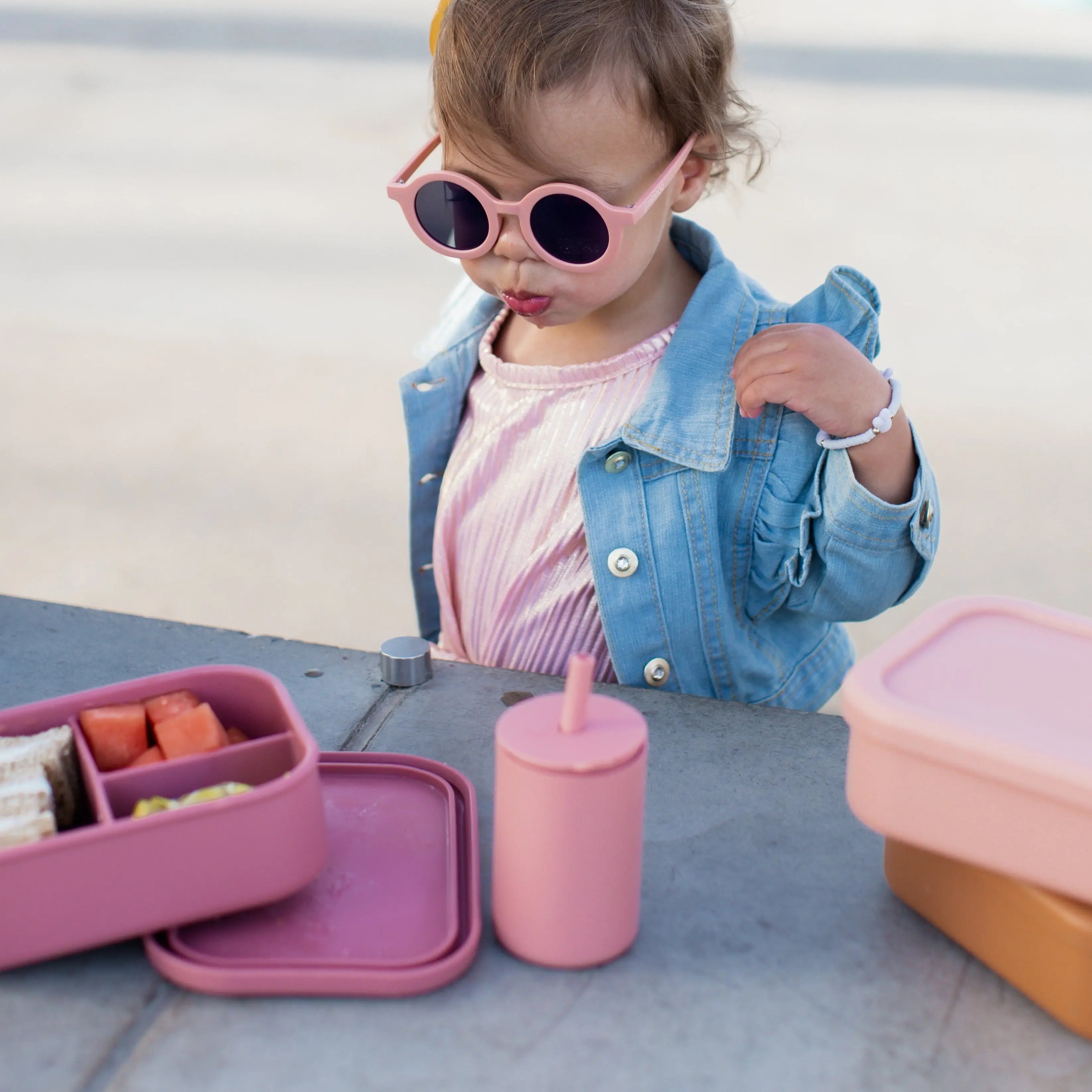 Silicone Bento Lunch & Snack Box for kids & adults Desert Rose