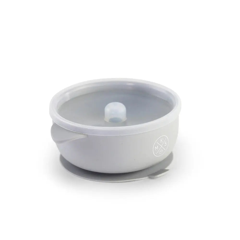 Silicone Bowl with lid - Light grey