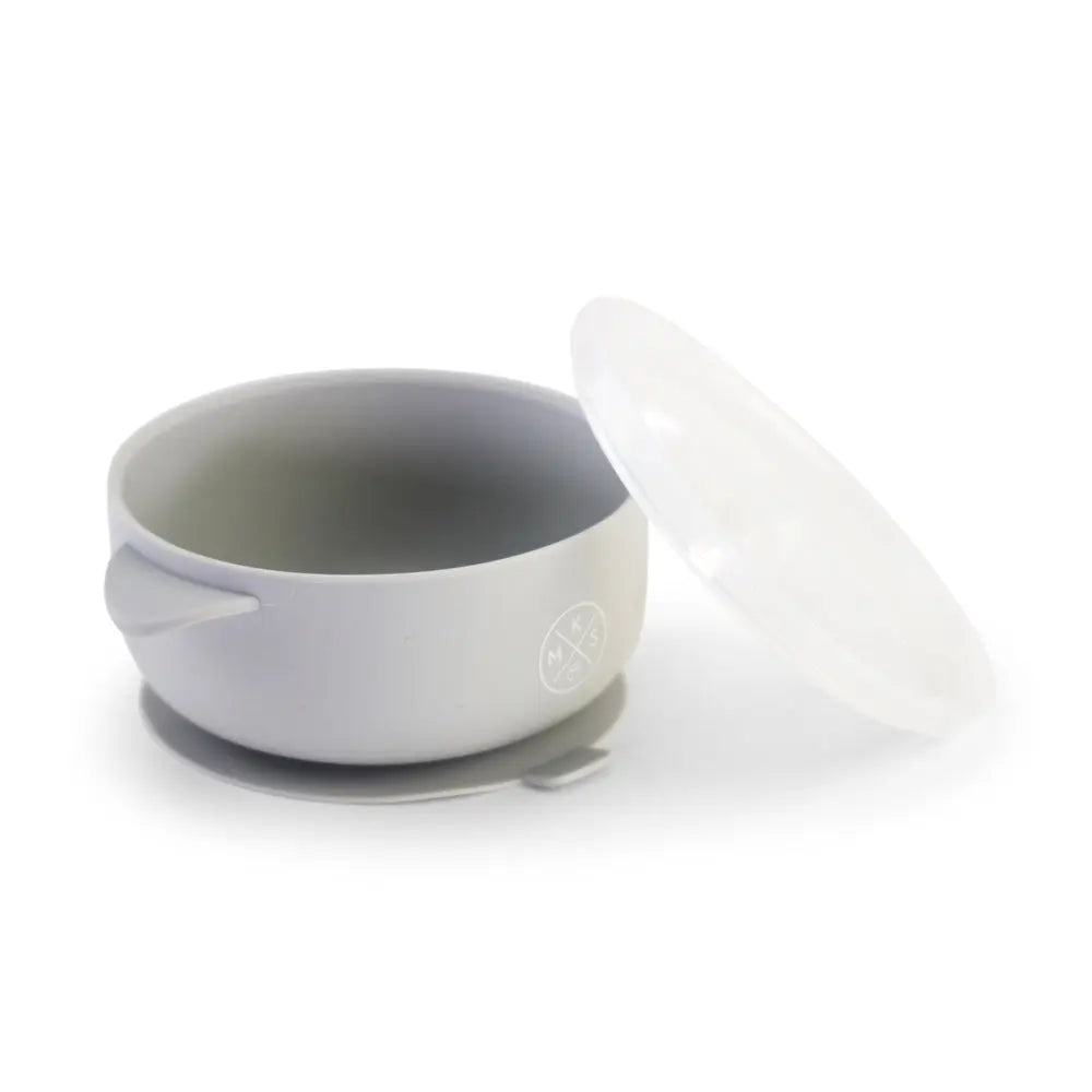 Silicone Bowl with lid - Light grey