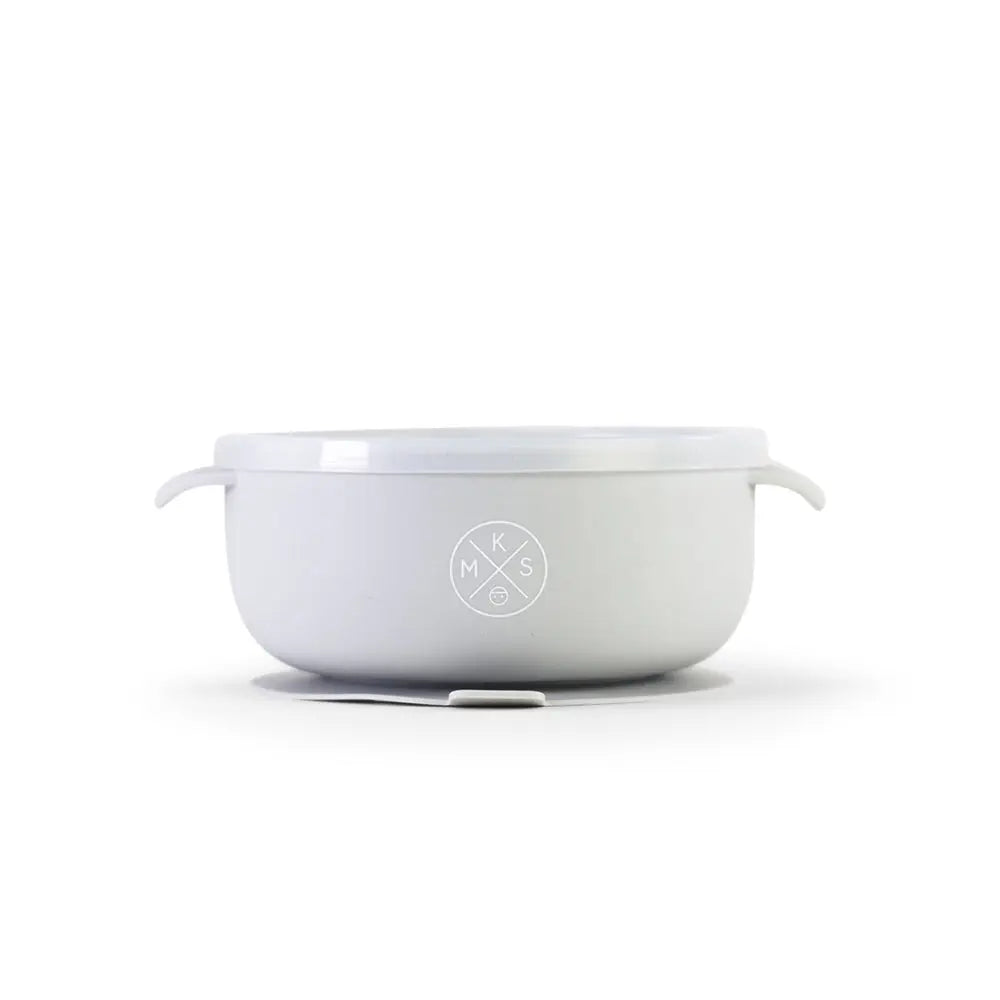 Silicone Bowl with lid - Light grey