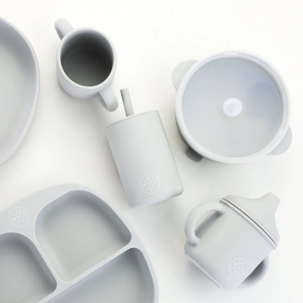 Silicone Bowl with lid - Light grey