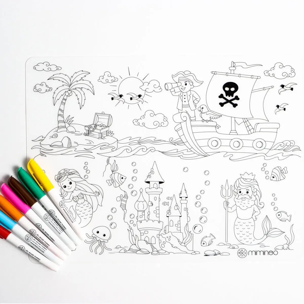 Silicone Reusable Coloring Mat Kids Bundle - Atlantis