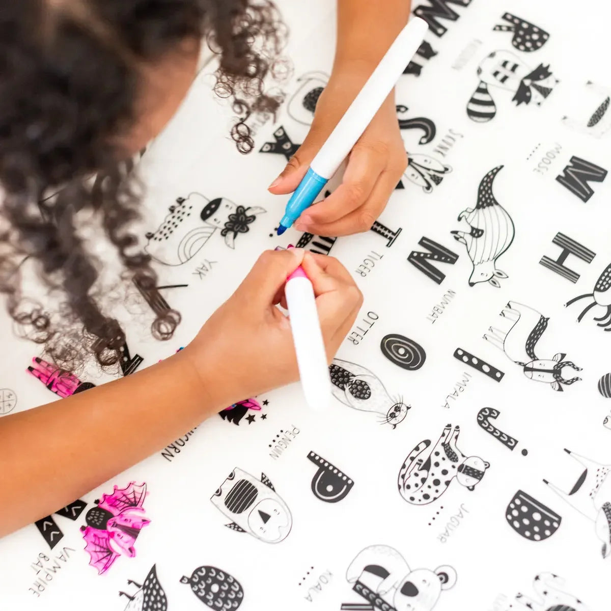 Silicone Reusable Coloring Mat & Markers Set - ABC Animals