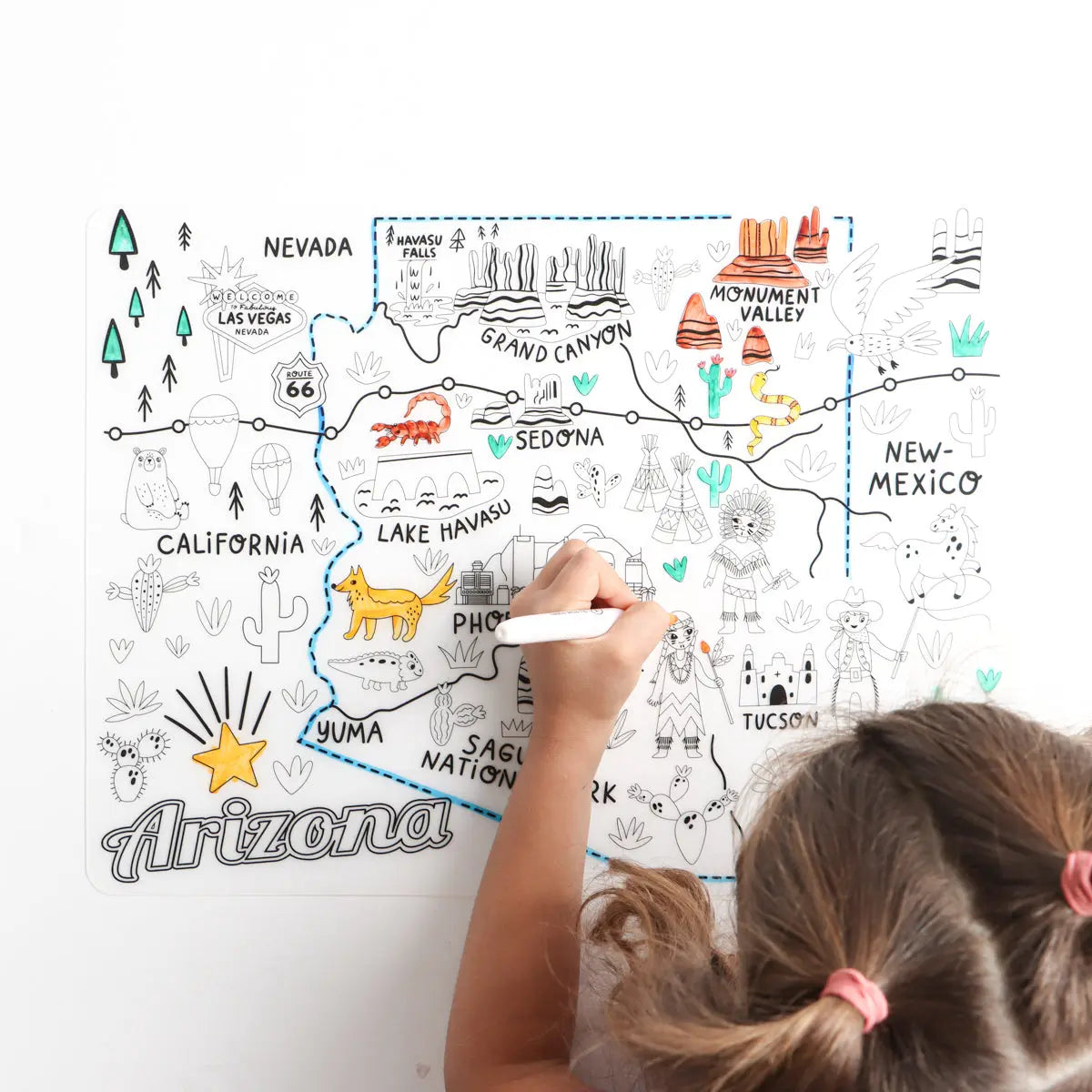 Silicone Reusable Coloring Mat & Markers Set - Arizona