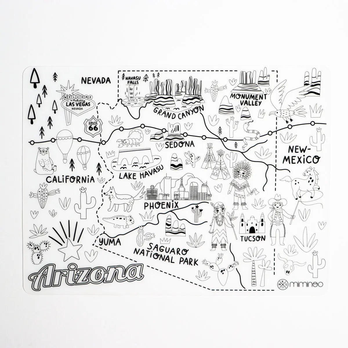 Silicone Reusable Coloring Mat & Markers Set - Arizona