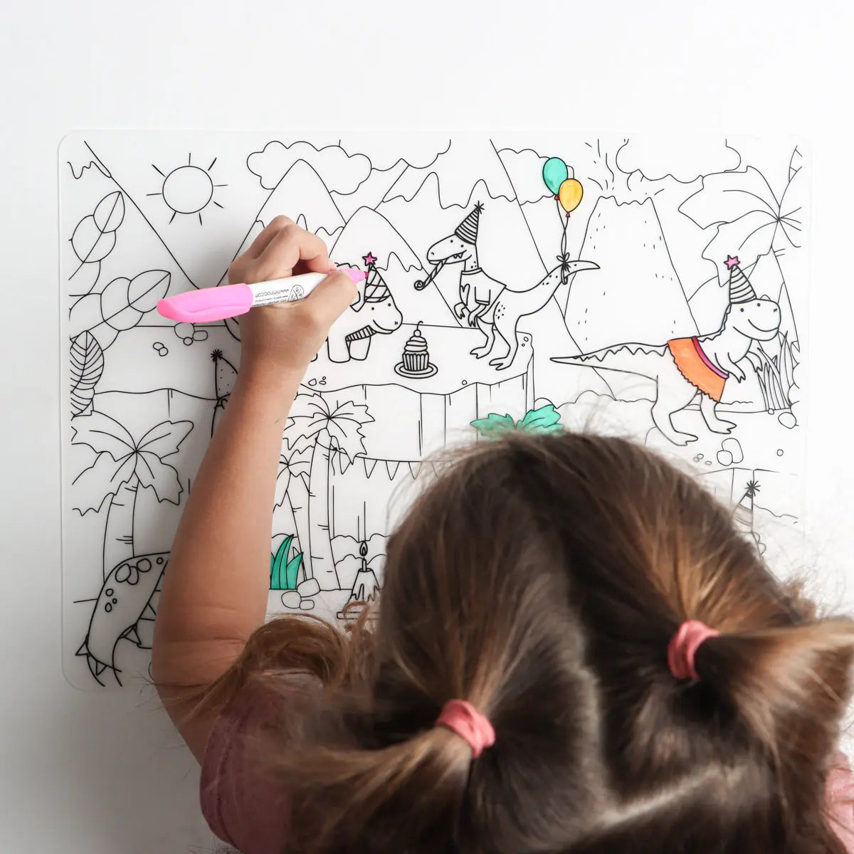 Silicone Reusable Coloring Mat & Markers Set - Dinos Party