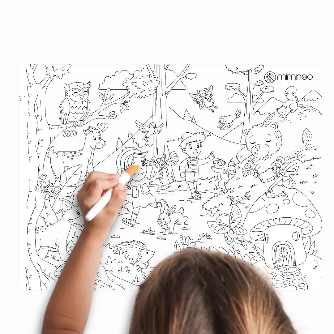 Silicone Reusable Coloring Mat & Markers Set - Enchanted Forest