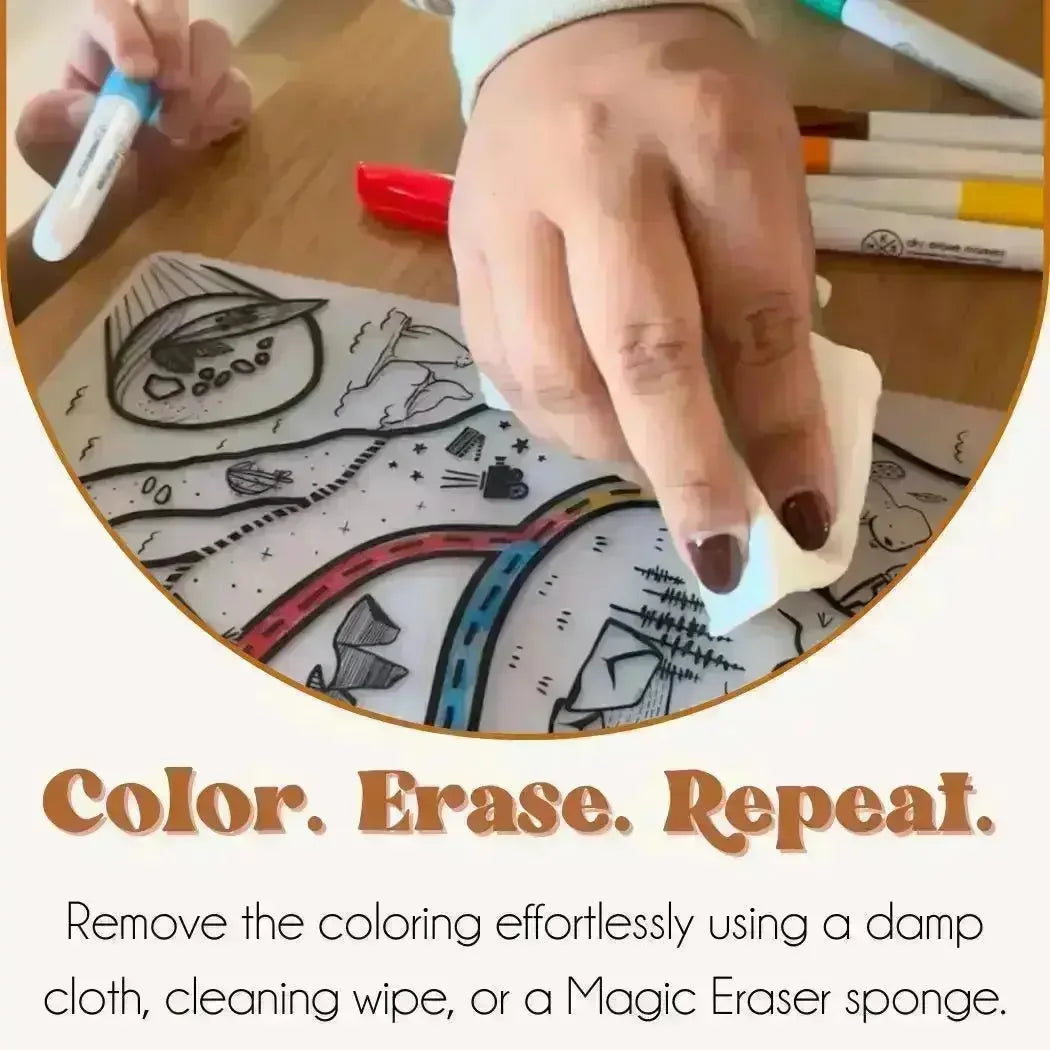 Silicone Reusable Coloring Mat & Markers Set - ABC Animals