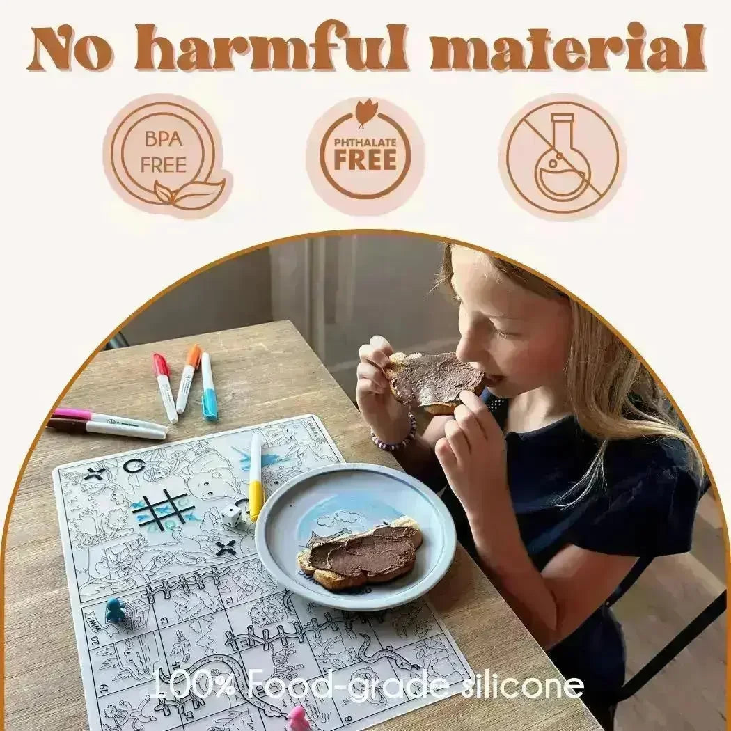 Silicone Reusable Coloring Mat & Markers Set - ABC Animals