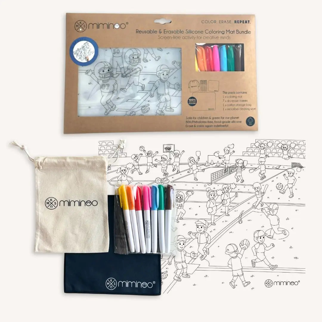 Silicone Reusable Coloring Mat & Markers Set - Go Sports!