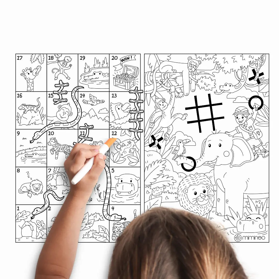Silicone Reusable Coloring Mat & Markers Set - Jungle Games