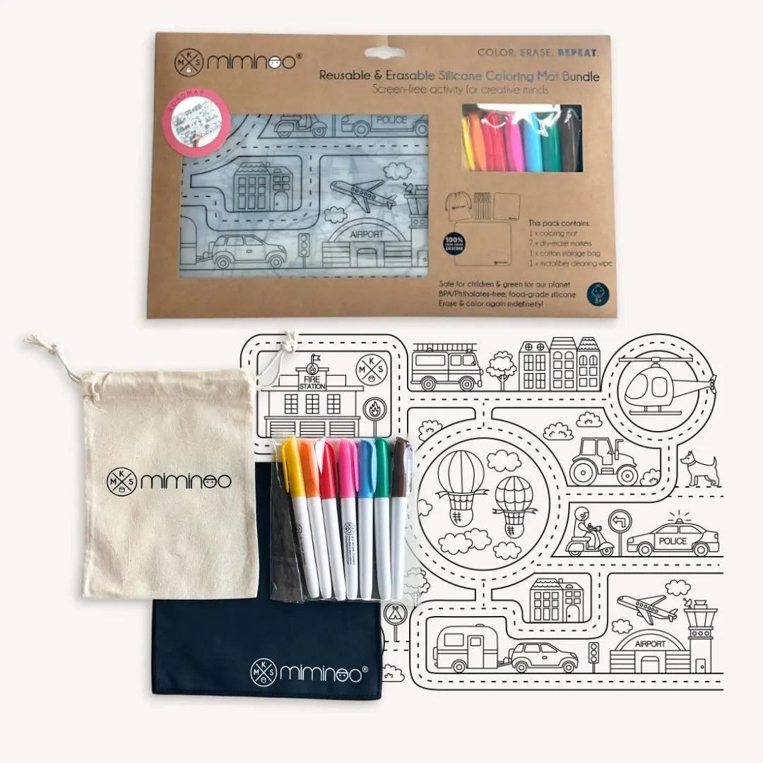 Silicone Reusable Coloring Mat & Markers Set - Roadmap