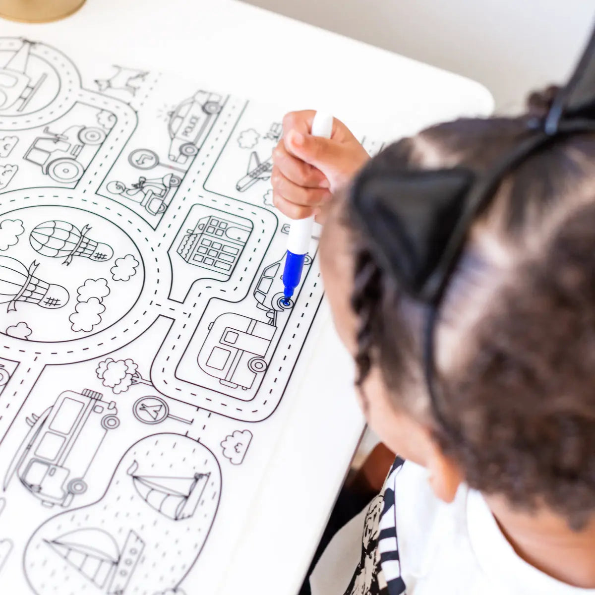 Silicone Reusable Coloring Mat & Markers Set - Roadmap