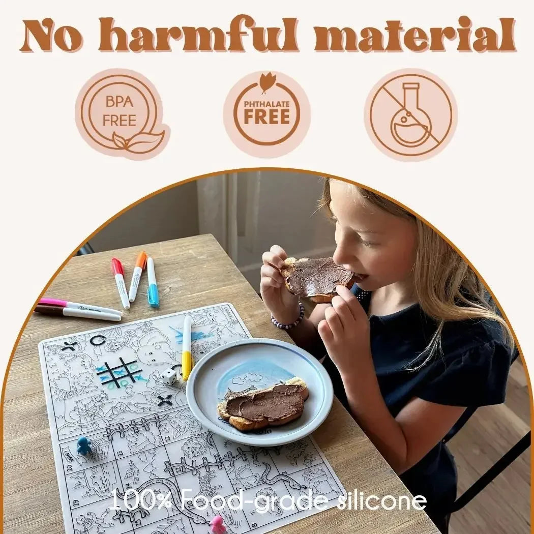Silicone Reusable Coloring Mat & Markers Set - USA Map