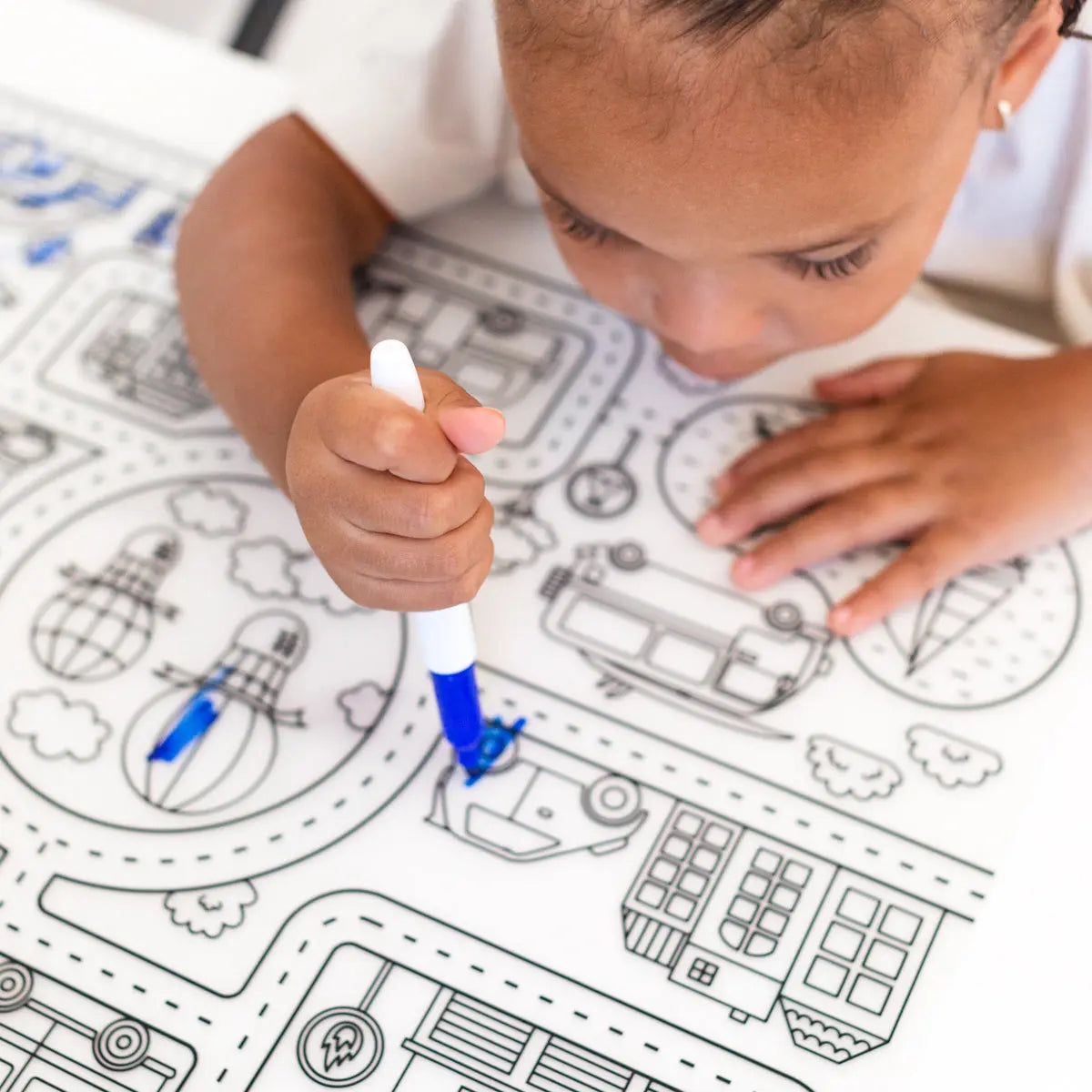 Silicone Reusable Coloring Mat & Markers Set - Roadmap