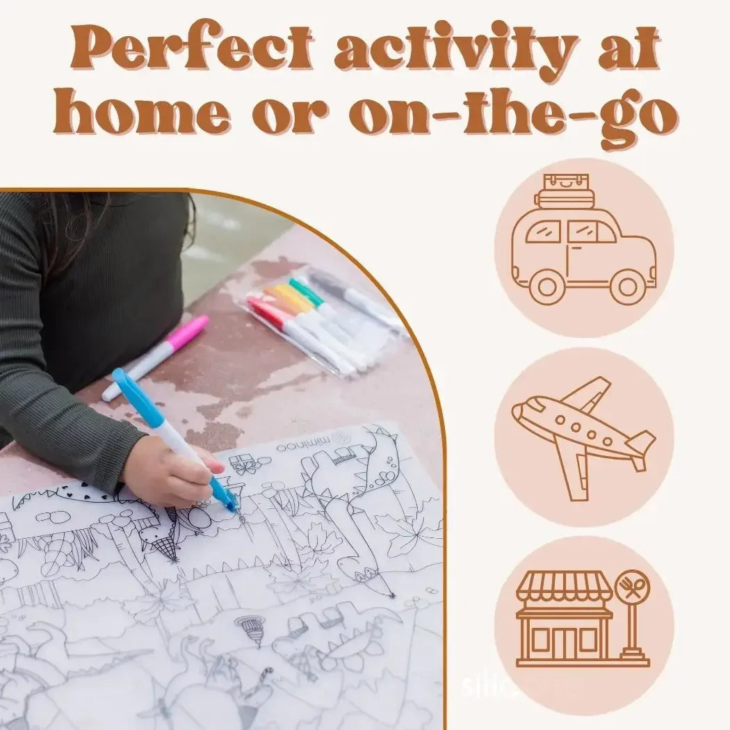 Silicone Reusable Coloring Mat & Markers Set - USA Map
