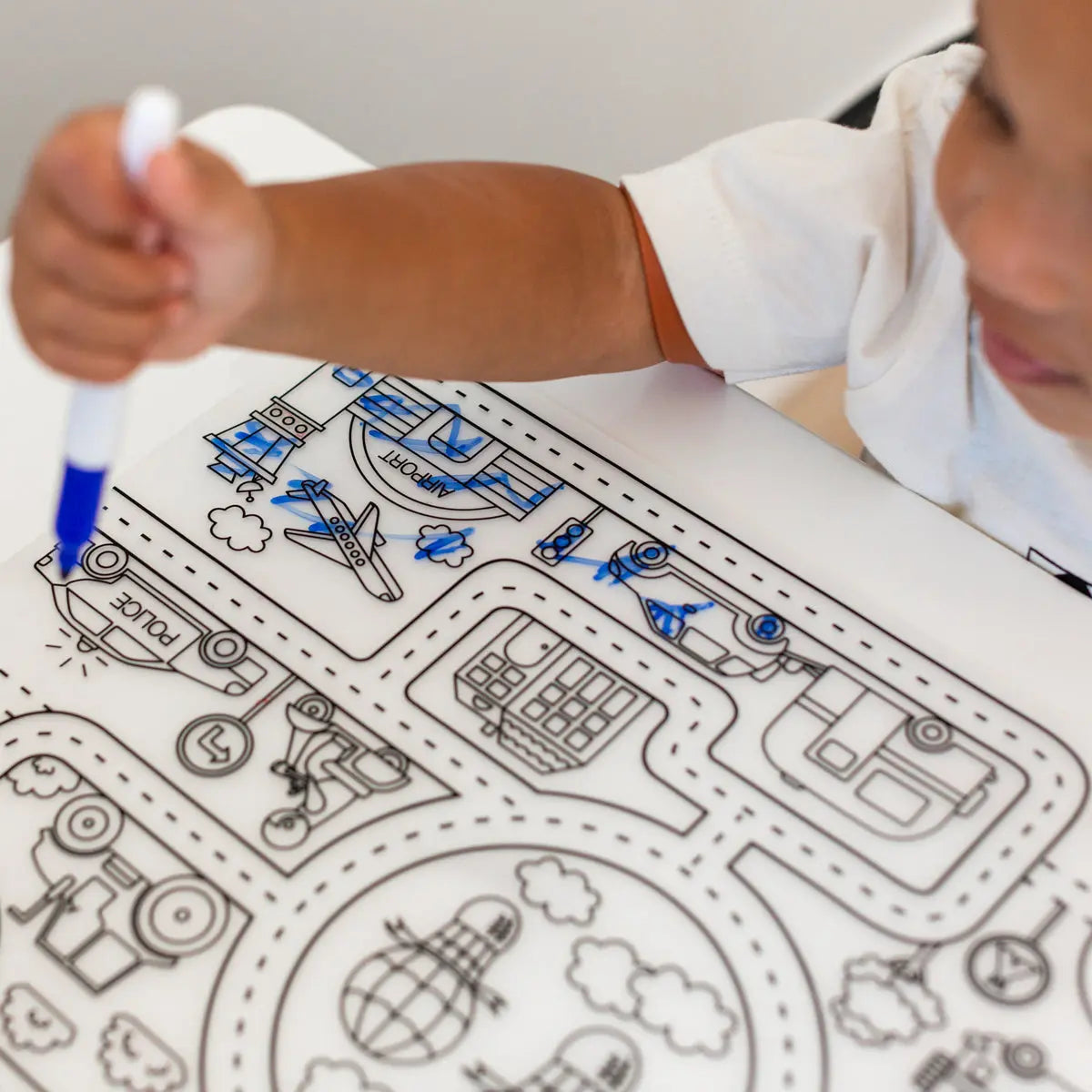 Silicone Reusable Coloring Mat & Markers Set - Roadmap