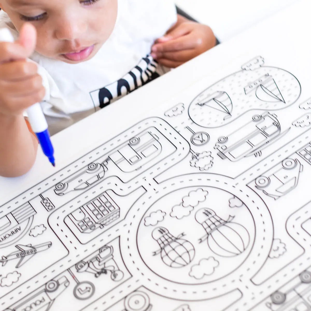 Silicone Reusable Coloring Mat & Markers Set - Roadmap