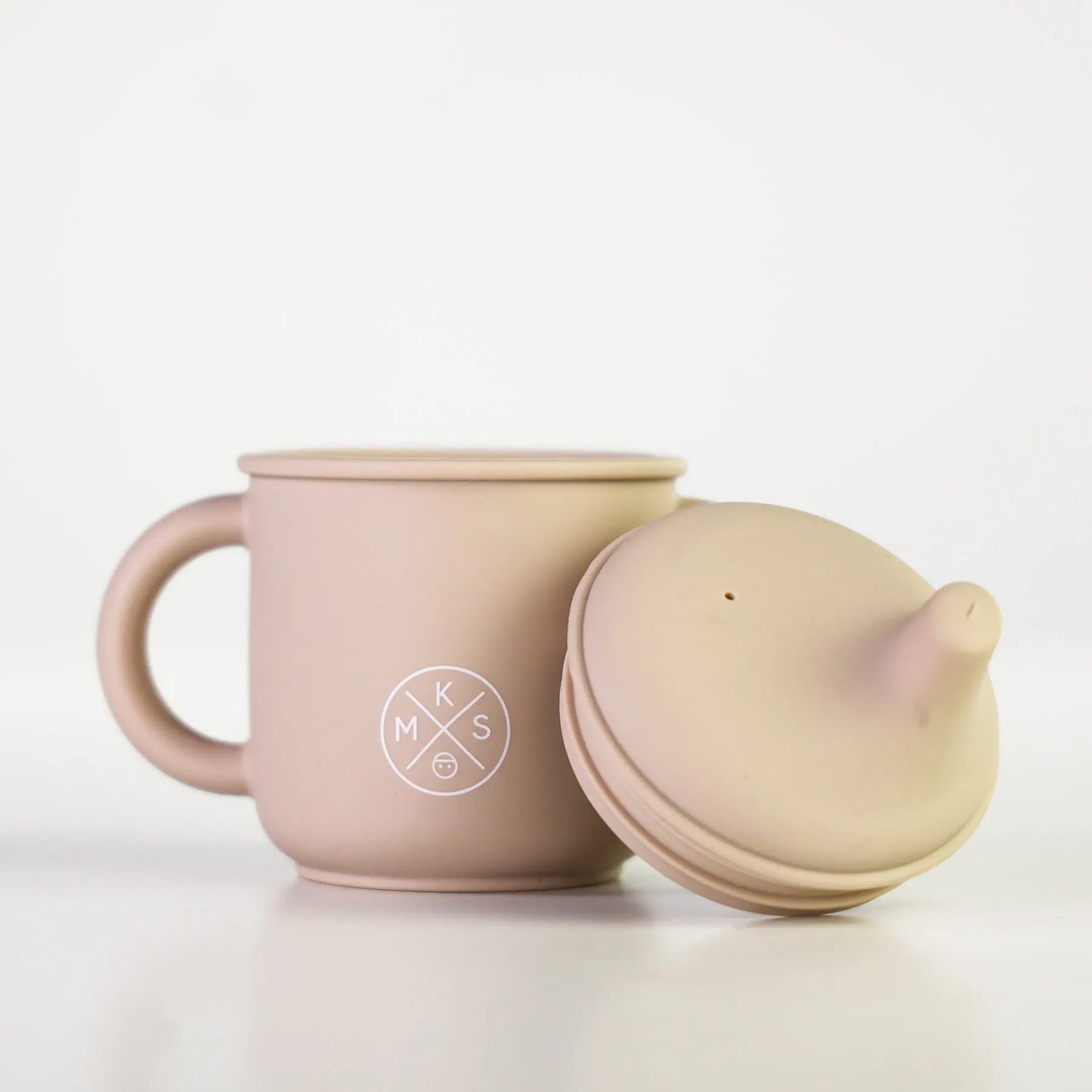 Silicone Sippy Cup with lid and handles Beige