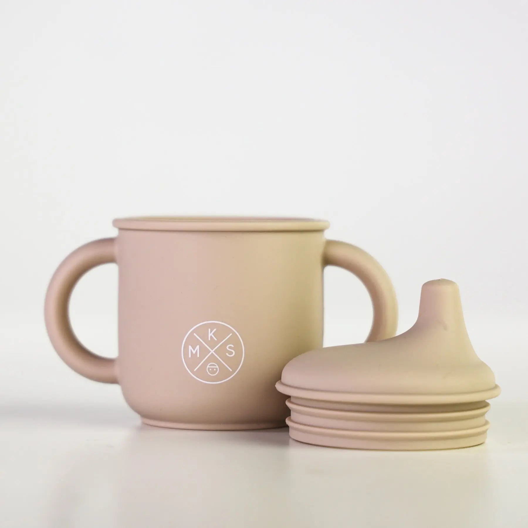 Silicone Sippy Cup with lid and handles Beige