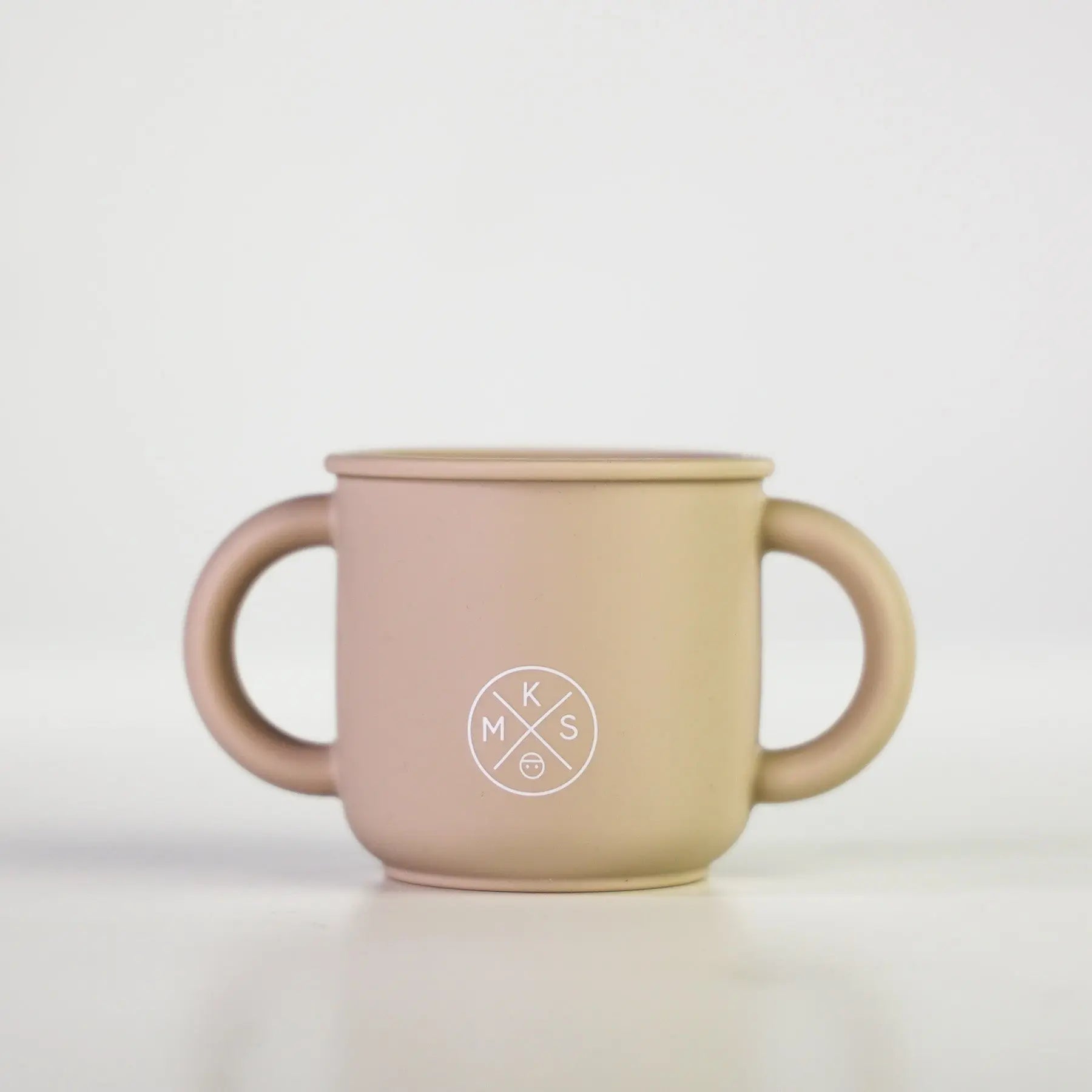Silicone Sippy Cup with lid and handles Beige