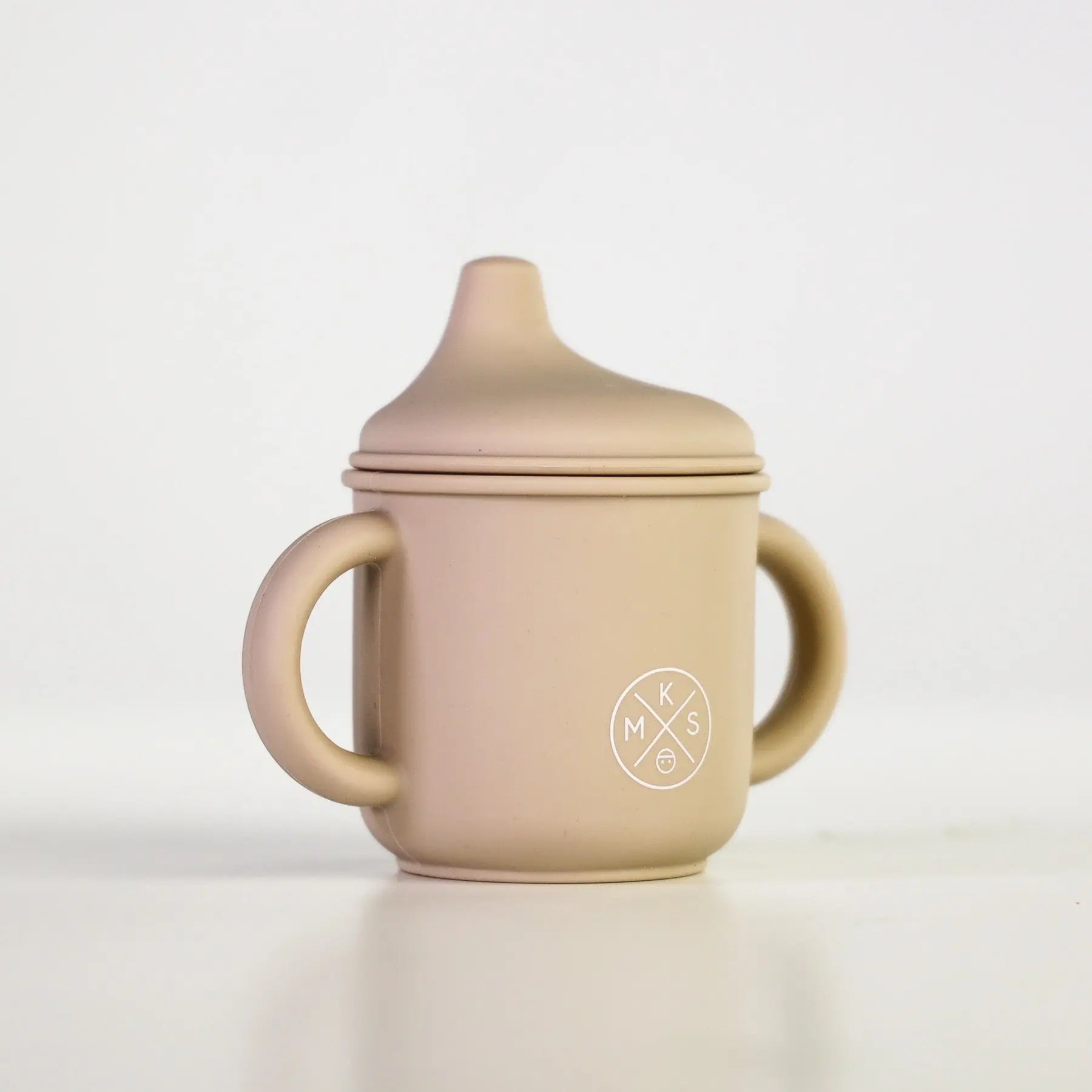 Silicone Sippy Cup with lid and handles Beige