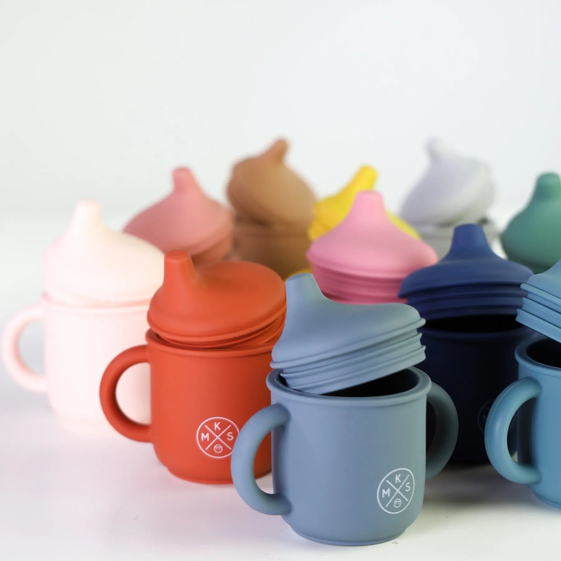 Silicone Sippy Cup with lid and handles Brick