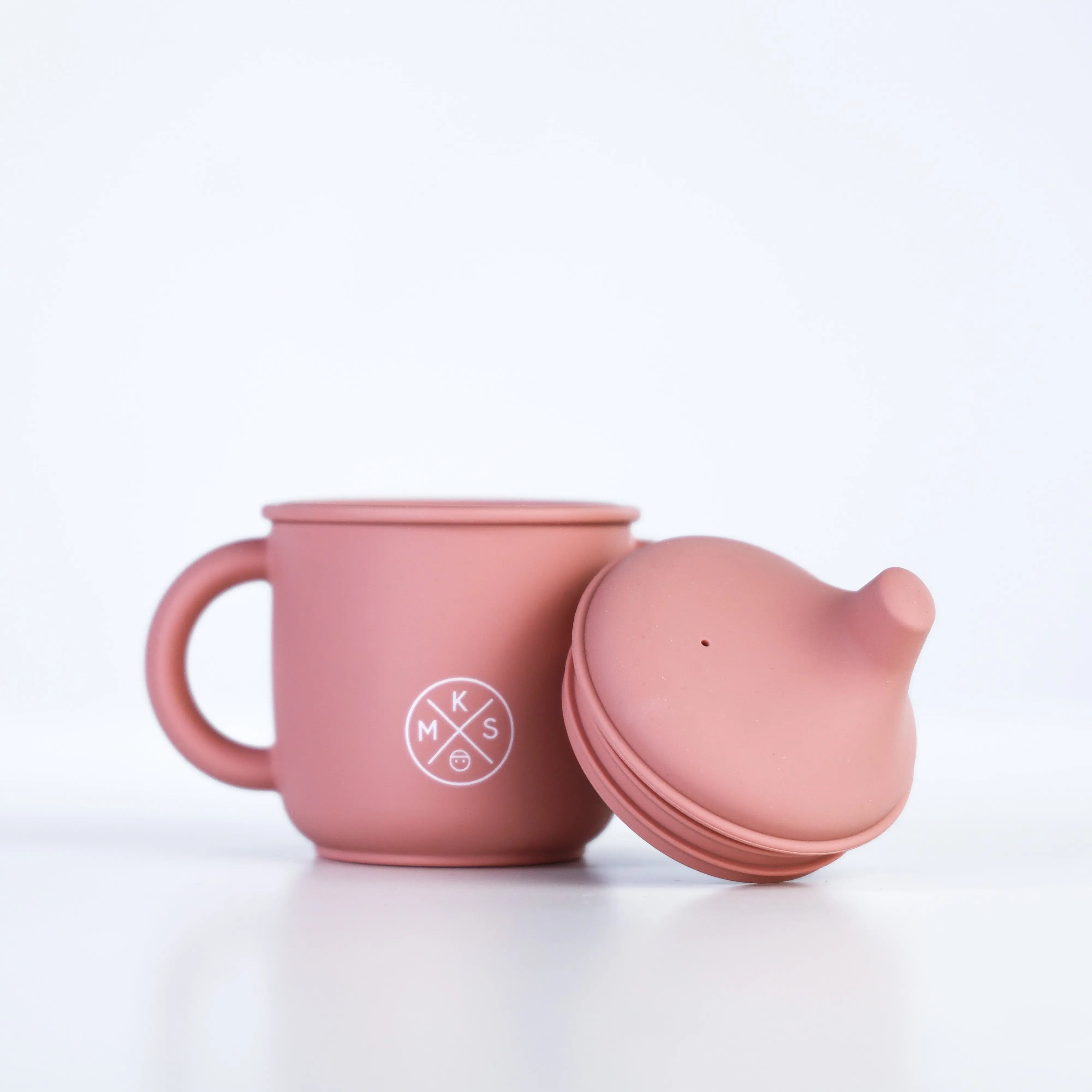 Silicone Sippy Cup with lid and handles Dusty Pink