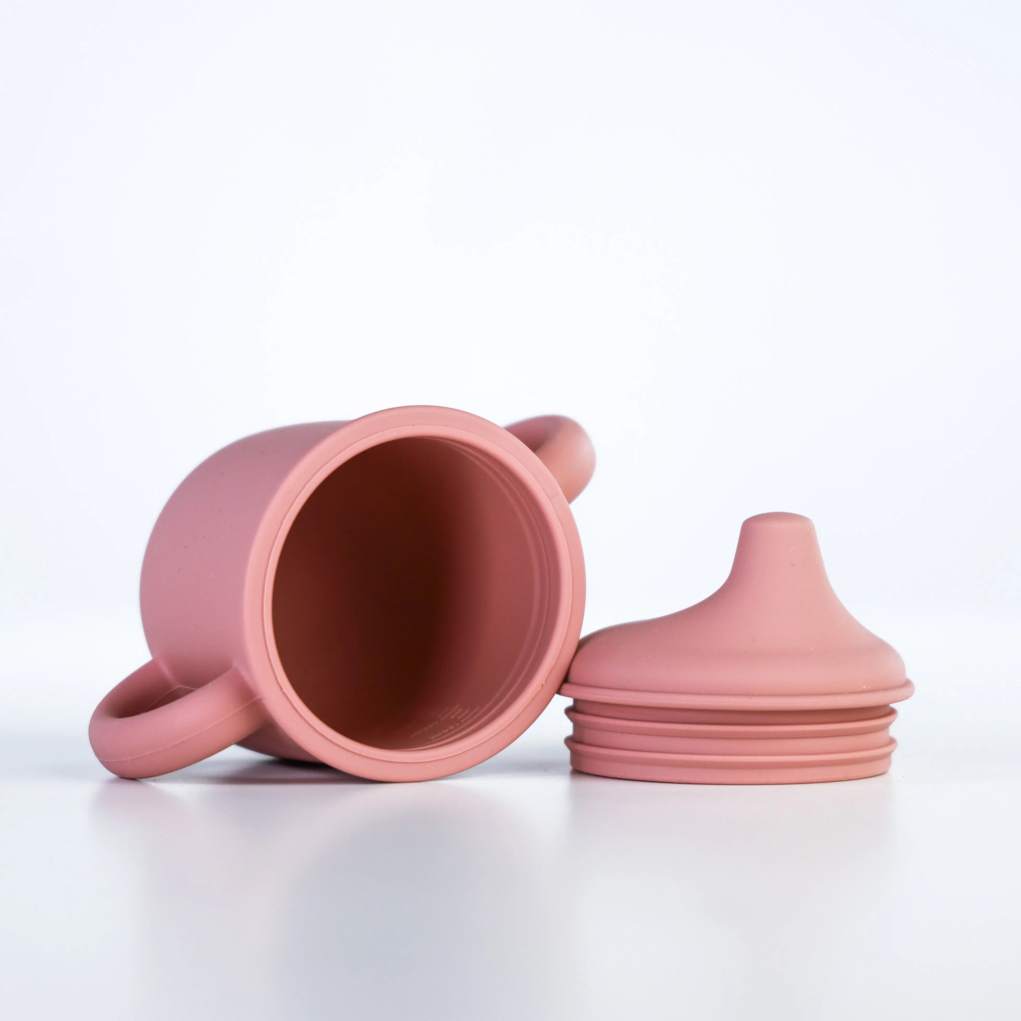 Silicone Sippy Cup with lid and handles Dusty Pink