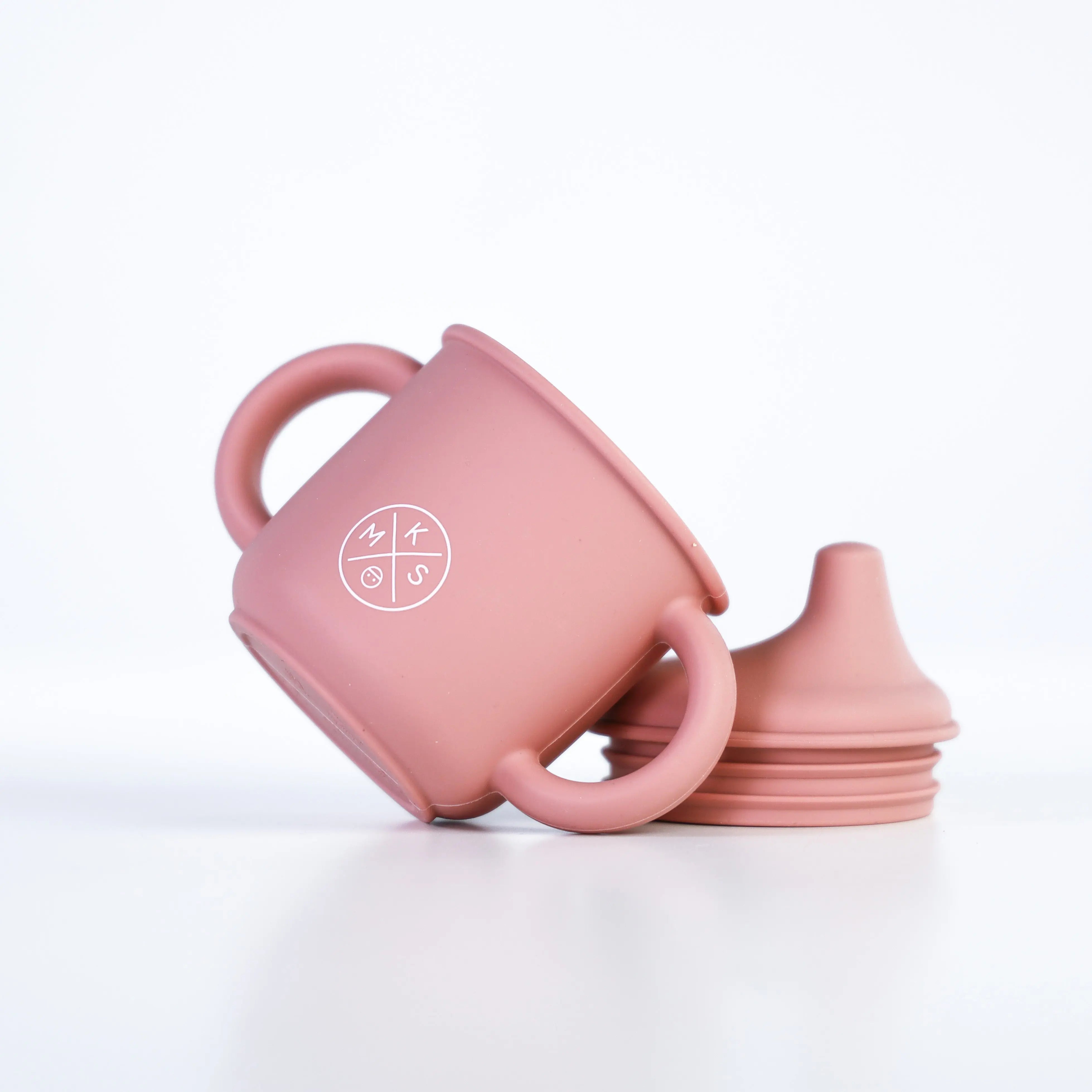 Silicone Sippy Cup with lid and handles Dusty Pink