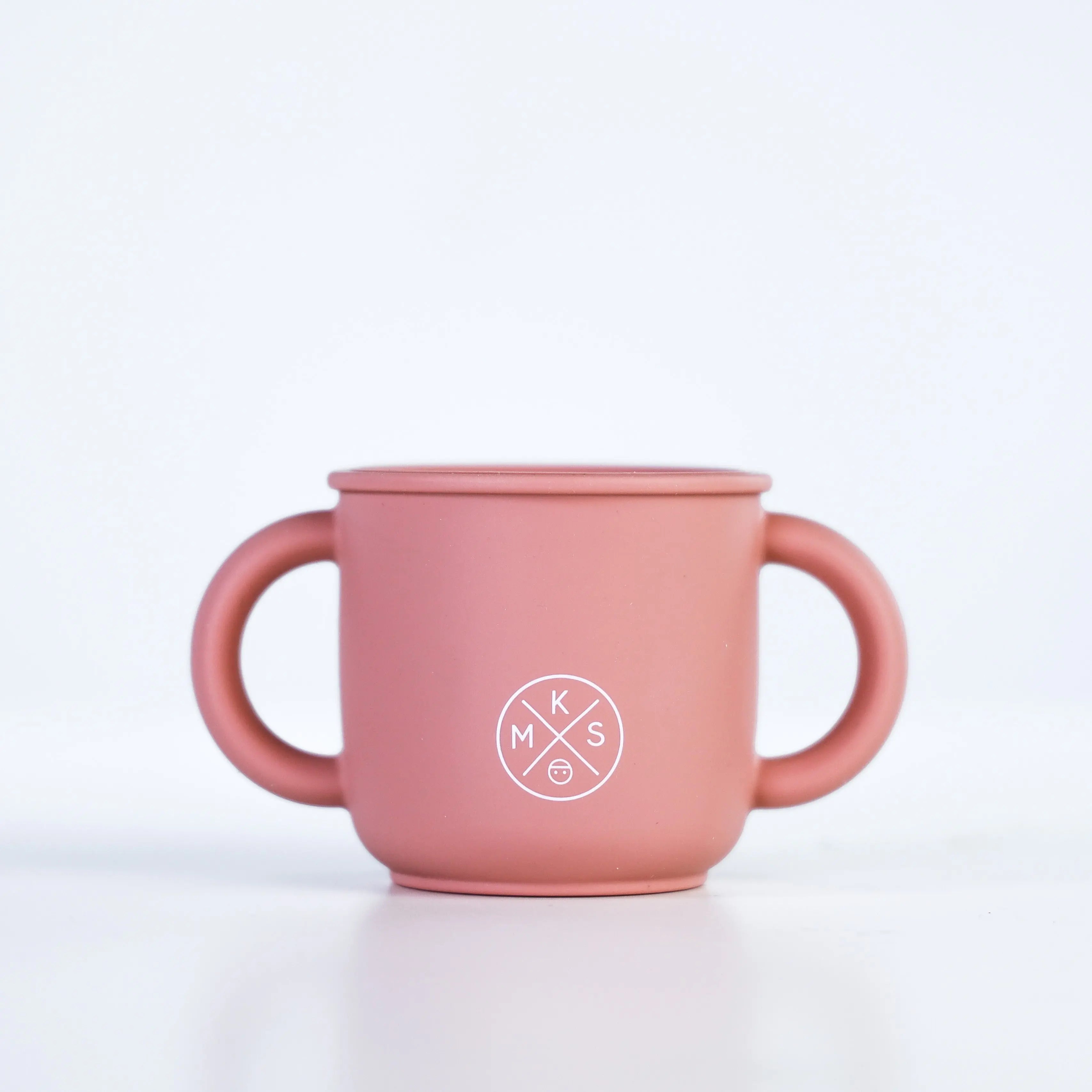 Silicone Sippy Cup with lid and handles Dusty Pink