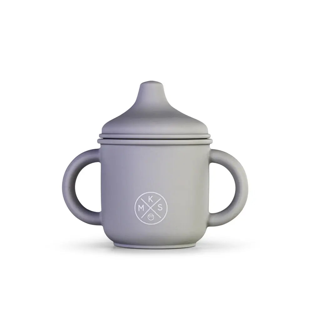 Silicone Sippy Cup with lid and handles Light Grey