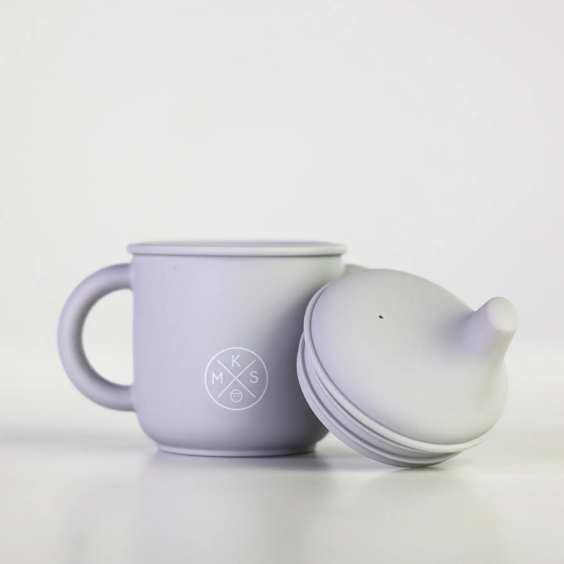 Silicone Sippy Cup with lid and handles Light Grey