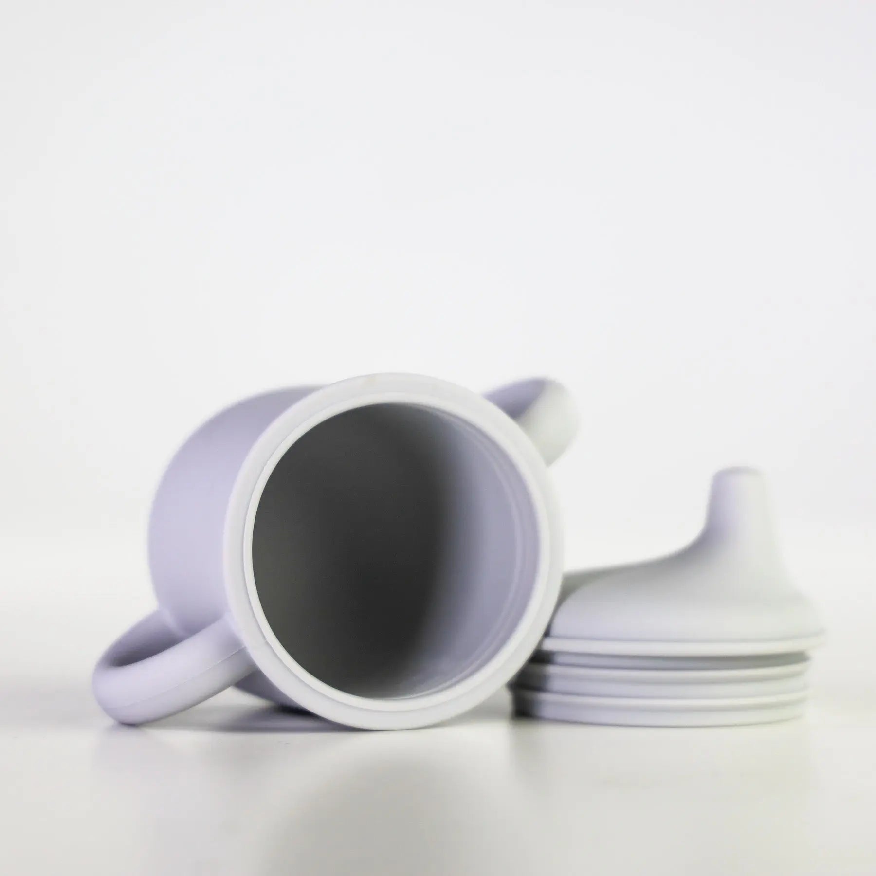 Silicone Sippy Cup with lid and handles Light Grey