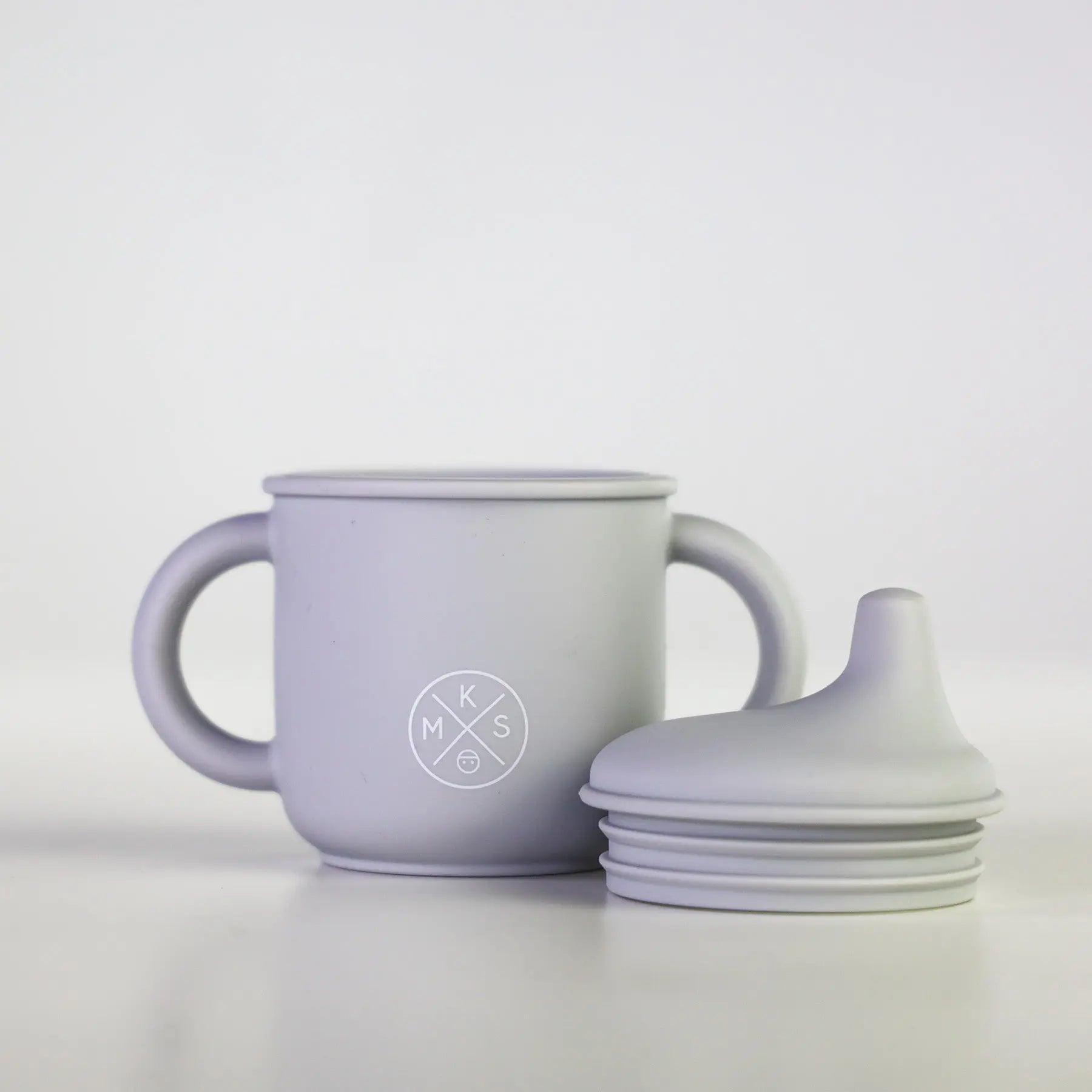 Silicone Sippy Cup with lid and handles Light Grey