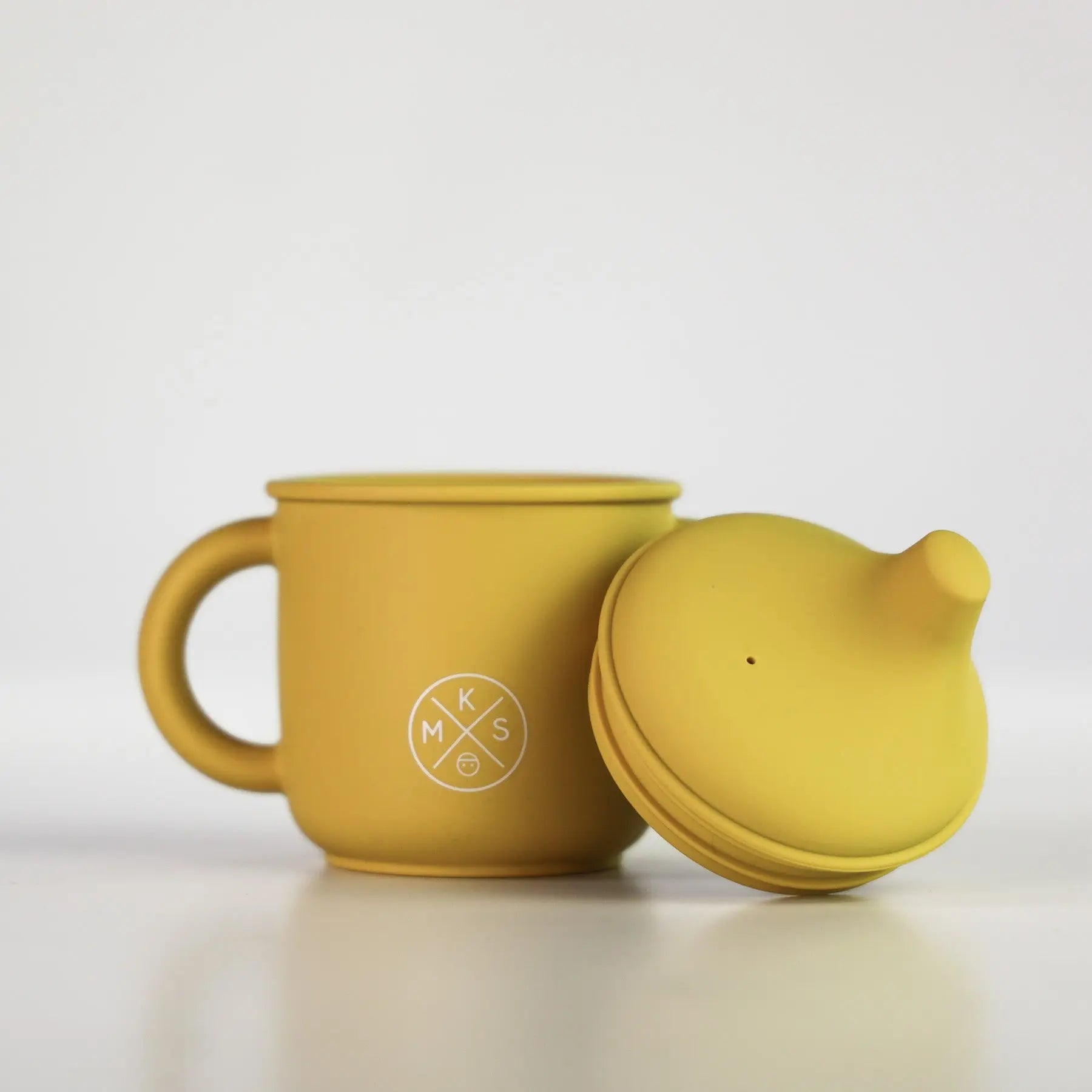 Silicone Sippy Cup with lid and handles Mustard