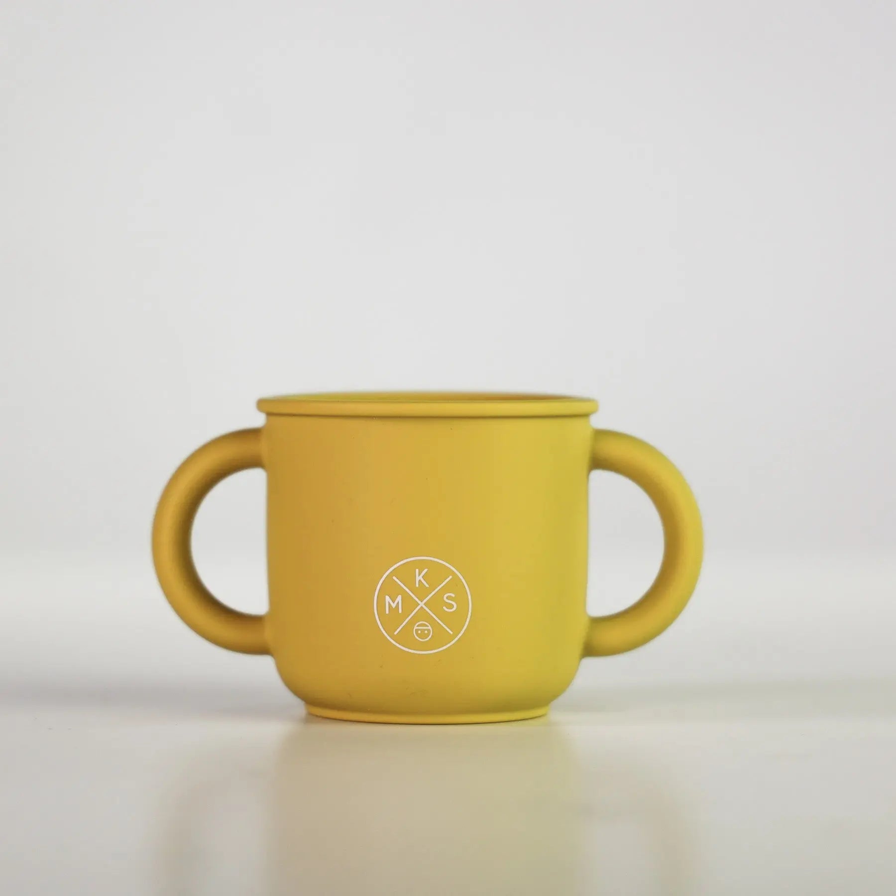 Silicone Sippy Cup with lid and handles Mustard