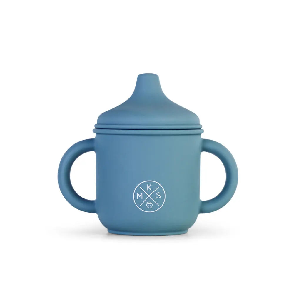 Silicone Sippy Cup with lid and handles Petrol