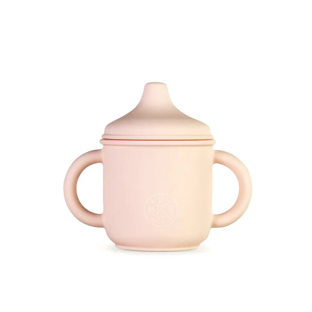Silicone Sippy Cup with lid and handles Soft Pink