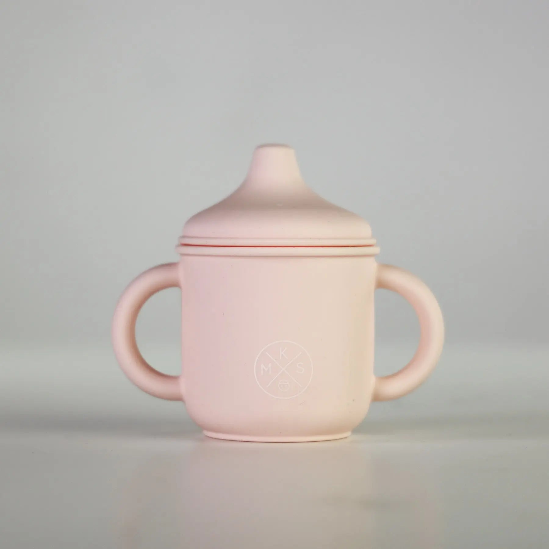 Silicone Sippy Cup with lid and handles Soft Pink