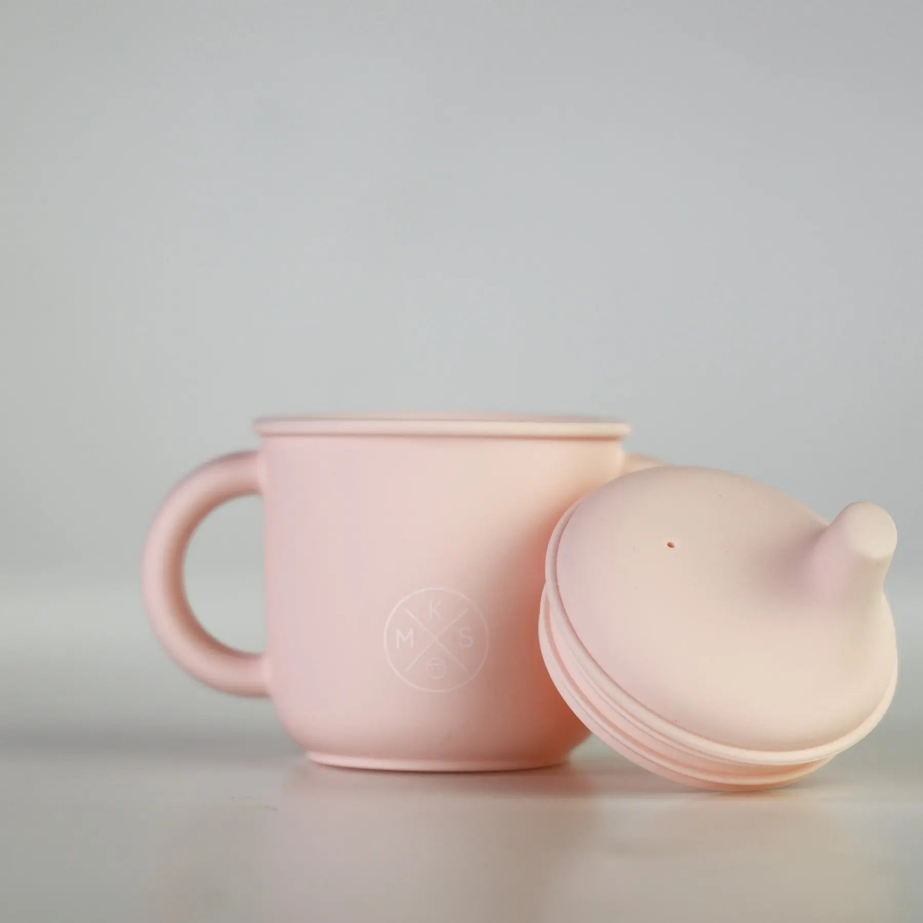 Silicone Sippy Cup with lid and handles Soft Pink