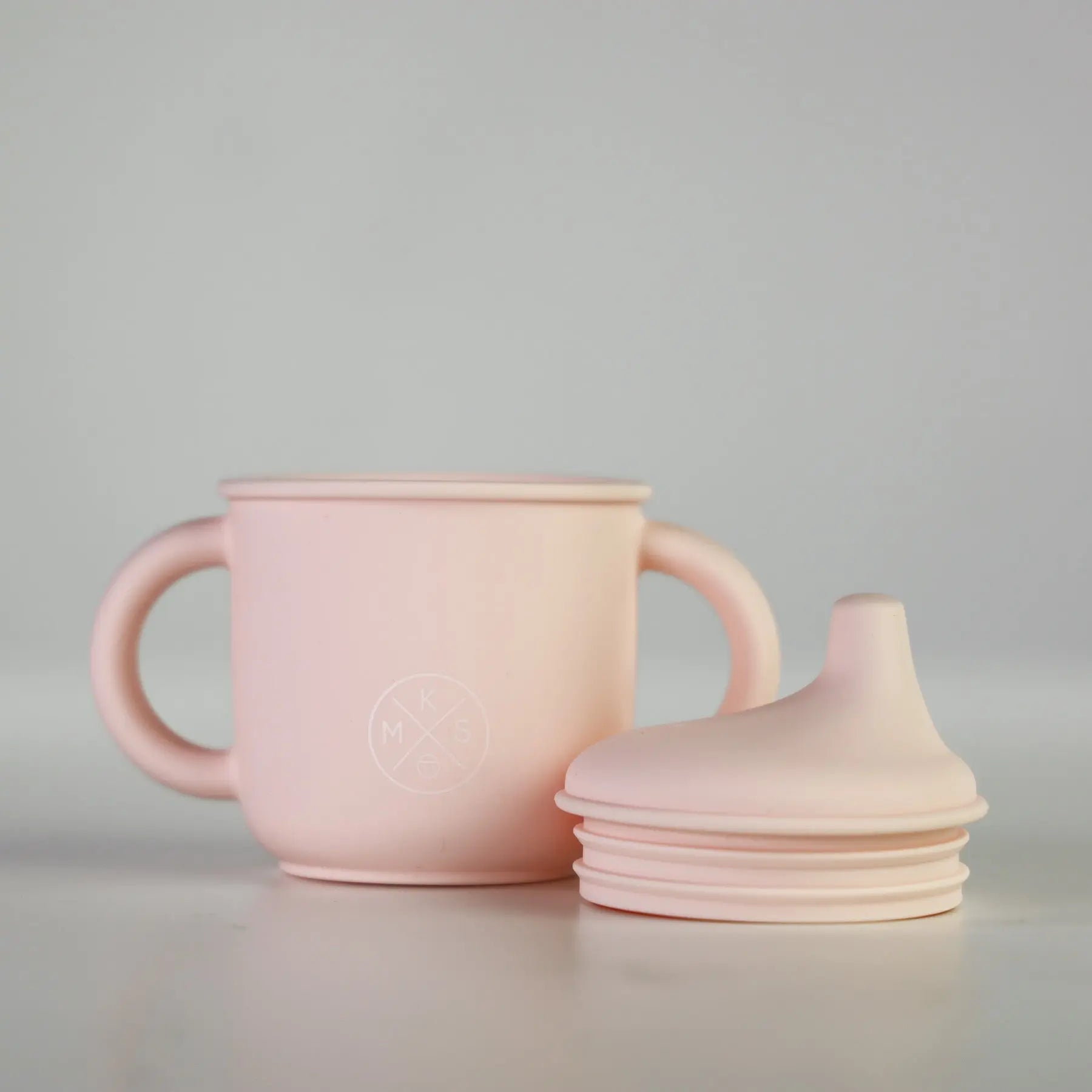 Silicone Sippy Cup with lid and handles Soft Pink
