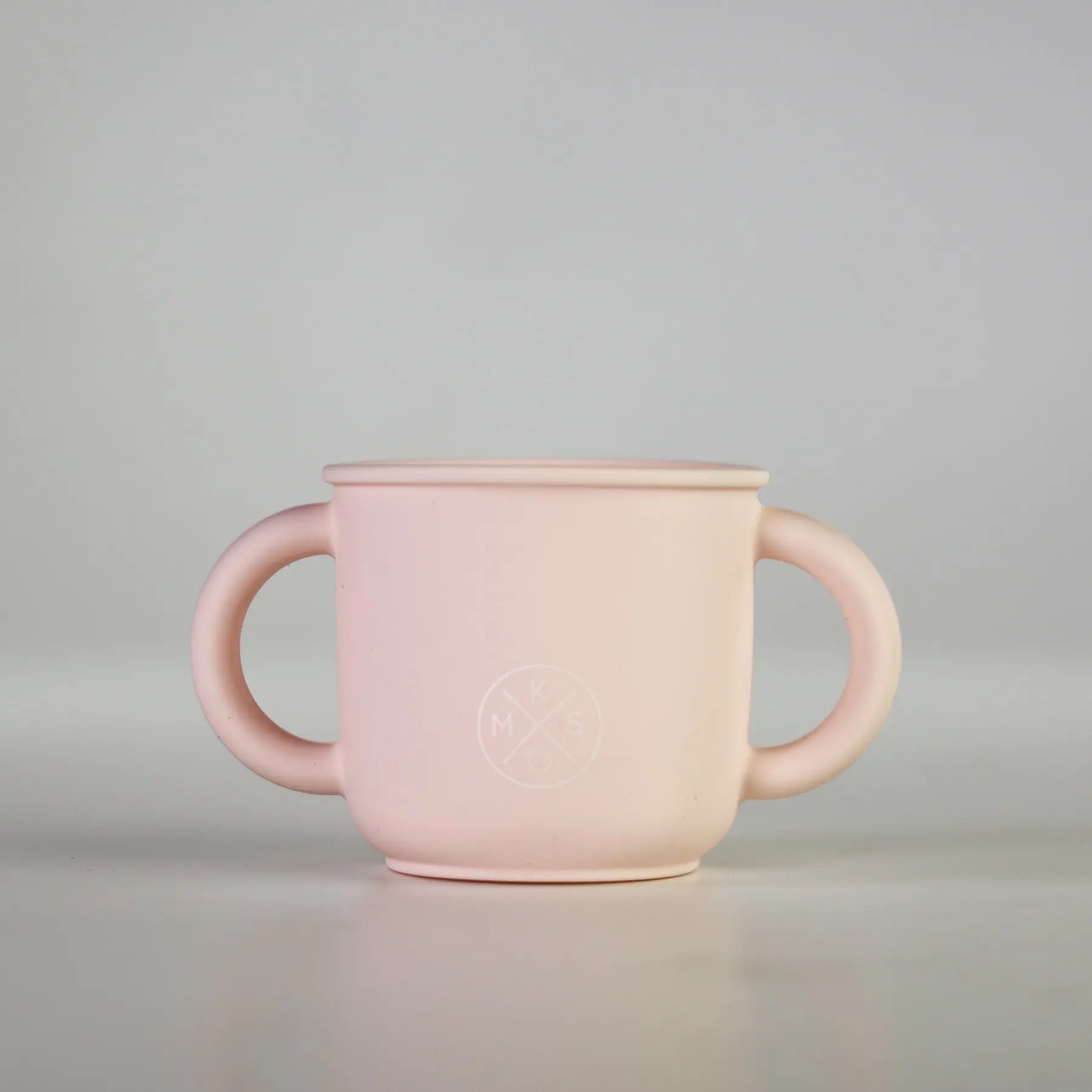 Silicone Sippy Cup with lid and handles Soft Pink